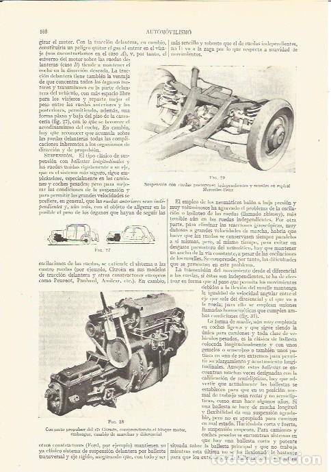 Otros art&iacute;culos de coleccionismo en papel: LAMINA V03651: Suspension con ruedas Mercedes-Benz y conjunto propulsor del 7 Citroen - Varios