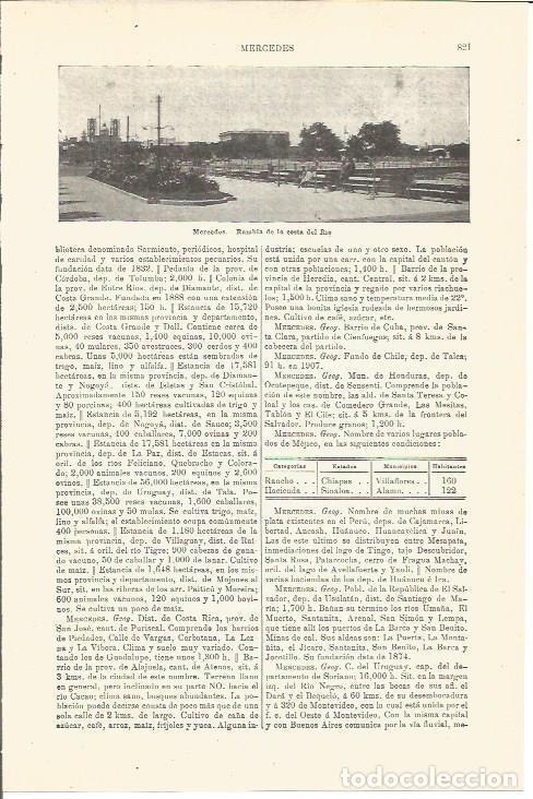Otros art&iacute;culos de coleccionismo en papel: LAMINA V03372: Rambla de la costa del Rio en Mercedes - Varios