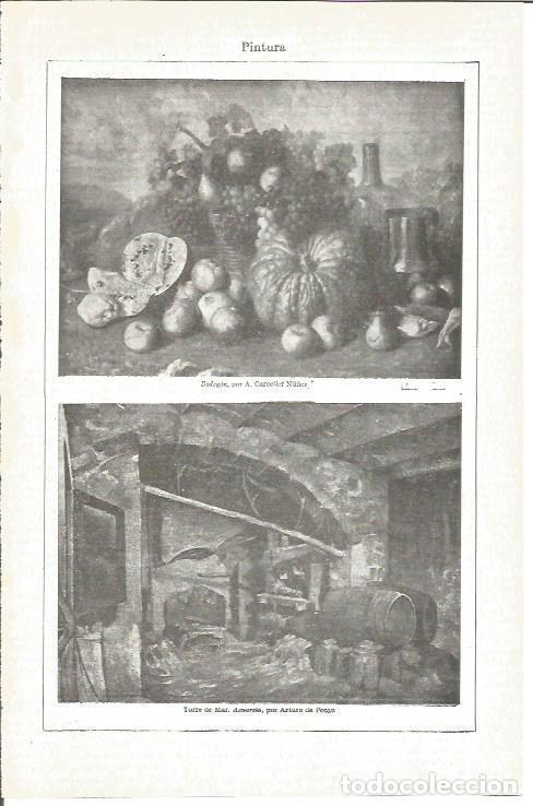 Otros art&iacute;culos de coleccionismo en papel: LAMINA V03877: Bodegon por A. Carceller y Torre de Mar por A. de Potau - Varios