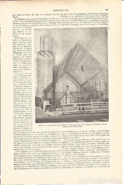 Otros art&iacute;culos de coleccionismo en papel: LAMINA V03633: Estructura del Templo de San Agustin en Los Angeles por M. Mac Lellan - Varios