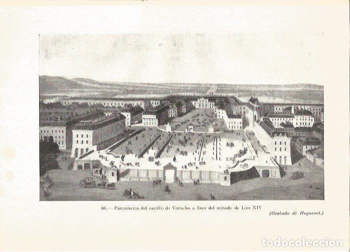 Otros art&iacute;culos de coleccionismo en papel: LAMINA V05314: Panoramica del castillo de Versalles, grabado de Huguenet - Rafael Ballester Escalas