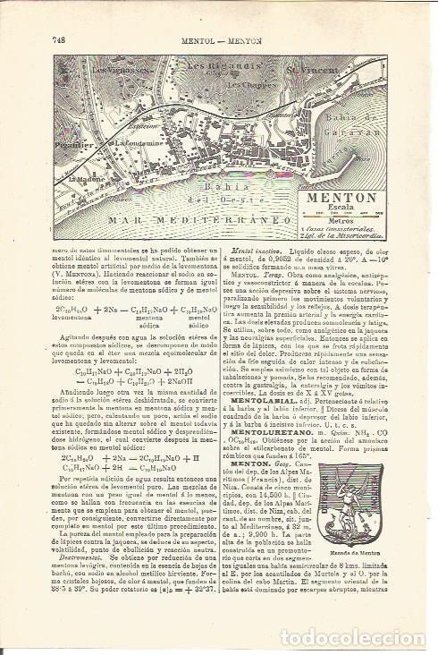 Paper Collecting Others: LAMINA V03345: Mapa de Menton, Francia - Varios