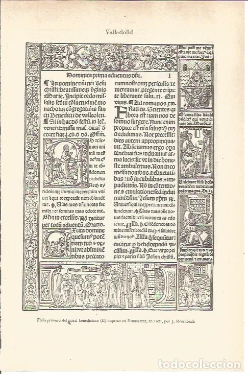 Otros art&iacute;culos de coleccionismo en papel: LAMINA V05915: Folio misal benedictino impreso en 1521, por J. Rosenbach - Varios