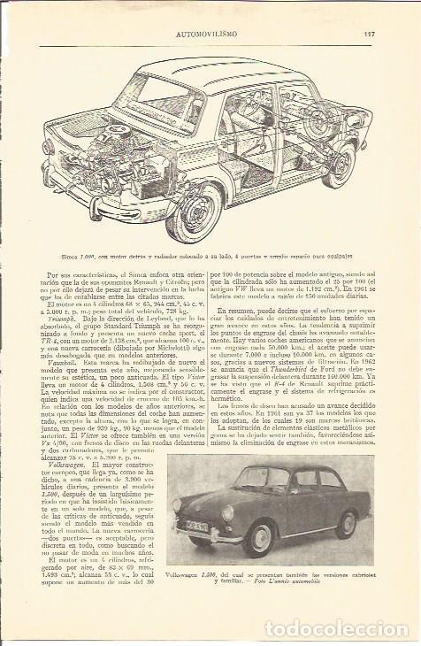 Otros art&iacute;culos de coleccionismo en papel: LAMINA V05191: Simca 1.000 y Volkswagen 1,500 - Varios