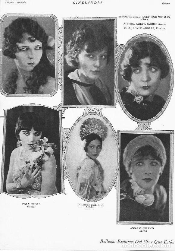 Altri oggetti di carta: LAMINA 29483: Josephine Norman, Greta Garvo. Renee Adoree, Pola Negri, Dolores del Rio y Anna Nilsso