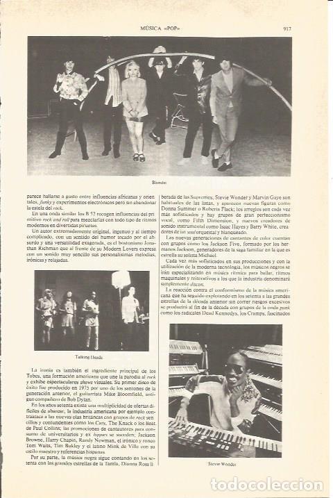 Otros art&iacute;culos de coleccionismo en papel: LAMINA V04893: Blondie, Talking Heads y Stevie Wonder - Varios