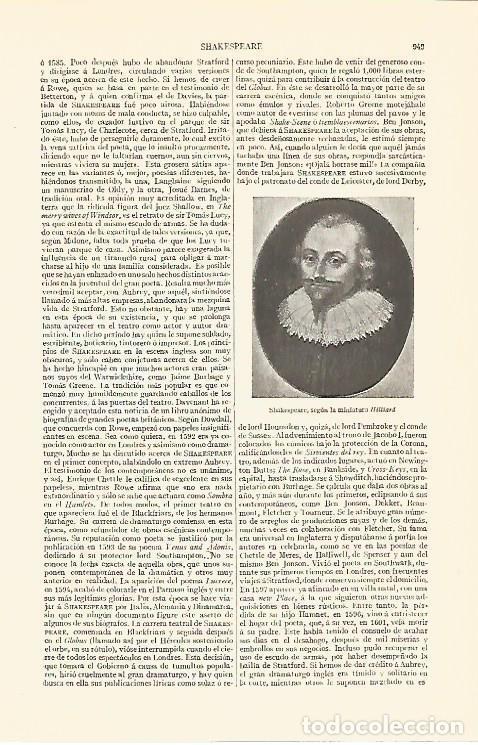 Otros art&iacute;culos de coleccionismo en papel: LAMINA V06886: Shakespeare, miniatura de Hilliard - Varios