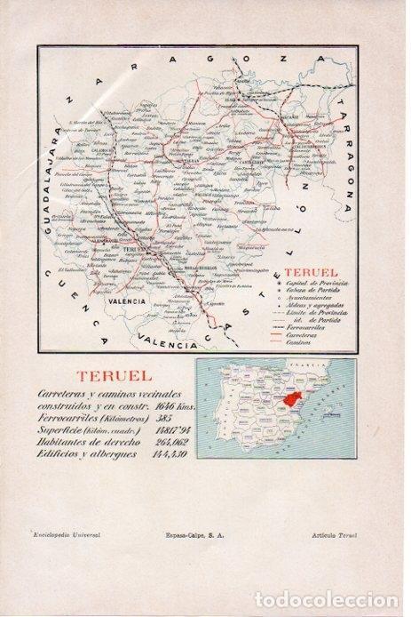 Collectionnisme Papier divers: LAMINA V08386: Mapa de Teruel - Varios