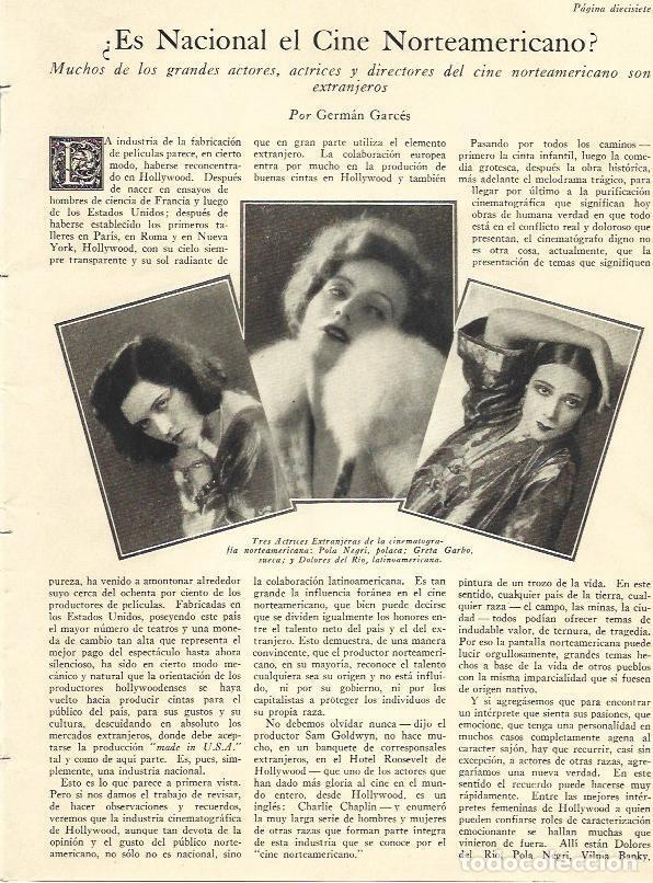 Otros art&iacute;culos de coleccionismo en papel: LAMINA 29834: Pola Negri, Greta Garbo y Dolores del Rio - VVAA