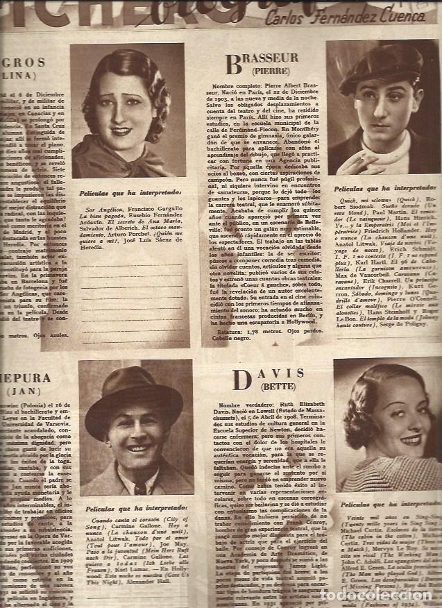 Otros art&iacute;culos de coleccionismo en papel: LAMINA 31014: Lina Yegros, Pierre Rasseur, Jan Kiepura y Bette Davis - VVAA