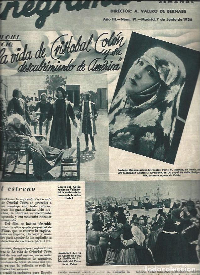 Otros art&iacute;culos de coleccionismo en papel: LAMINA 31297: Cronica del estreno de La vida de Cristobal Colon - VVAA
