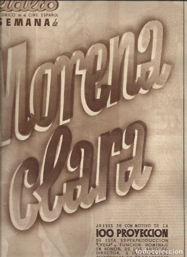 Altri oggetti di carta: LAMINA 31264: Cartel de la 100 proyeccion de Morena Clara en el Rialto - VVAA