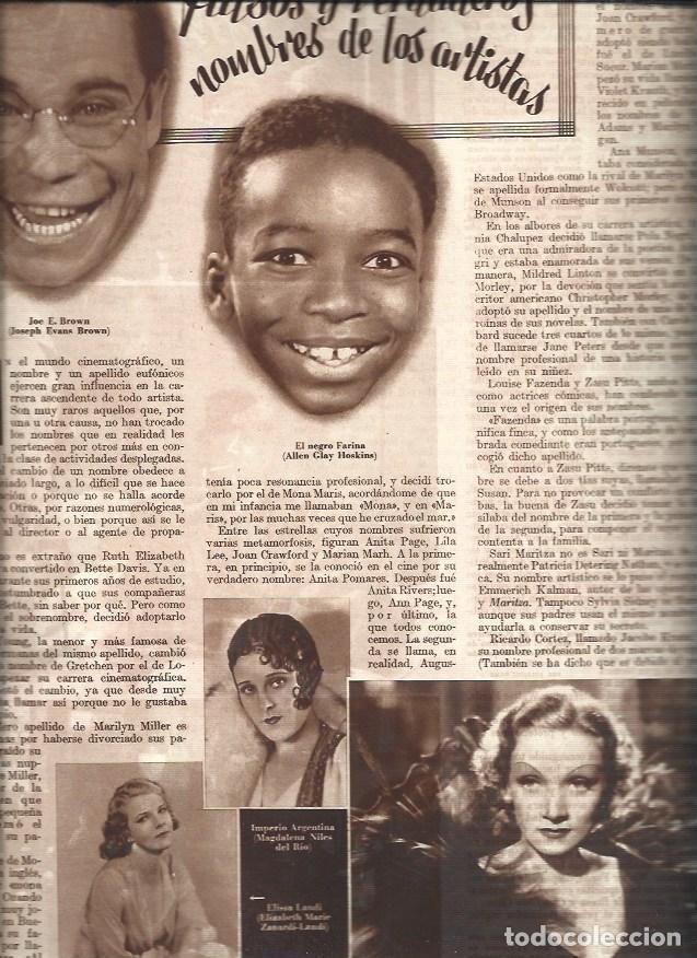 Otros art&iacute;culos de coleccionismo en papel: LAMINA 30920: Farina, Marlene Dietrich, Imperio Argentina y Elissa Landi - VVAA