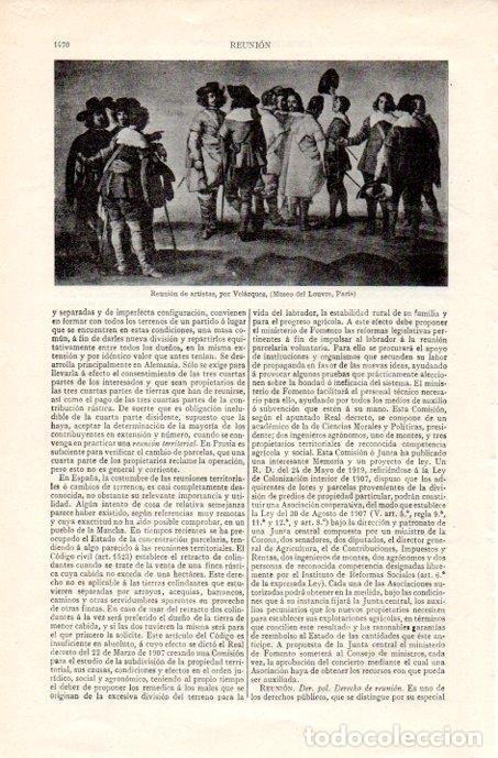 Otros art&iacute;culos de coleccionismo en papel: LAMINA V07967: Reunion de artistas, por Velazquez - Varios