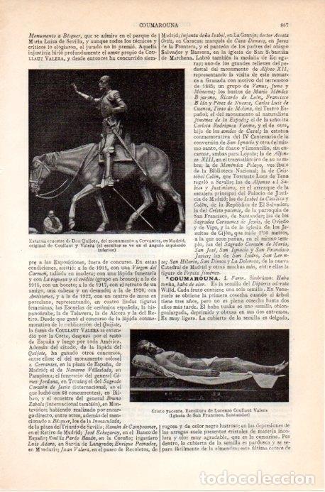 Otros art&iacute;culos de coleccionismo en papel: LAMINA V09146: Estatua de Don Quijote y Cristo Yacente, por Coullaut Valera - Varios