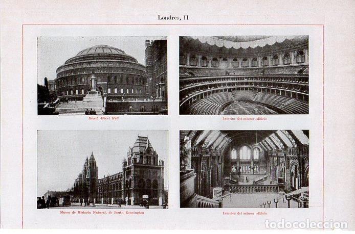 Otros art&iacute;culos de coleccionismo en papel: LAMINA V08711: Royal Albert Hall y Museo de Historia Natural en Londres - Varios