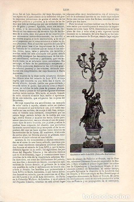 Otros art&iacute;culos de coleccionismo en papel: LAMINA V08893: Candelabro estilo Luis XVI - Varios