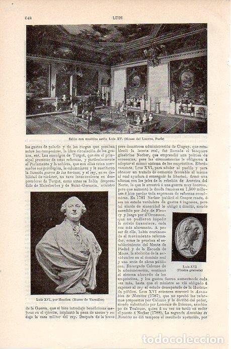 Otros art&iacute;culos de coleccionismo en papel: LAMINA V08888: Busto de Luis XVI, por Hondon - Varios