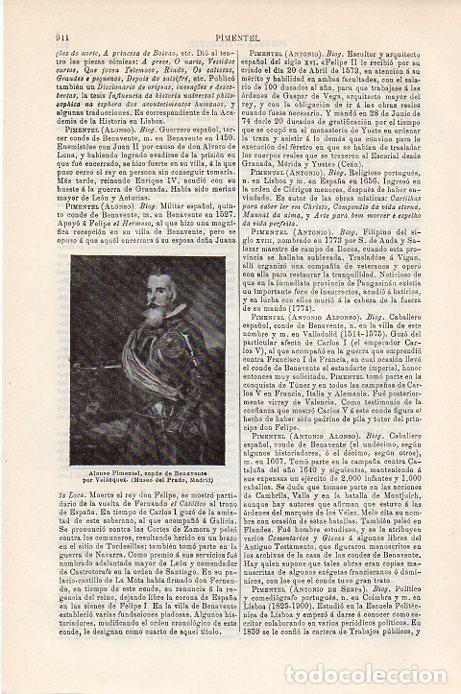 Otros art&iacute;culos de coleccionismo en papel: LAMINA V09452: Alonso Pimentel, por Velazquez - Varios