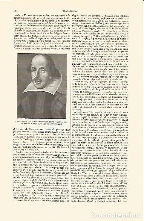 Otros art&iacute;culos de coleccionismo en papel: LAMINA V06887: Shakespeare, por Martin Droeshout - Varios