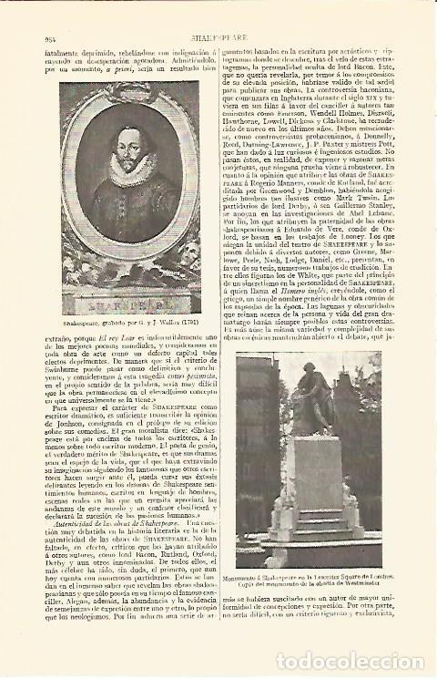 Otros art&iacute;culos de coleccionismo en papel: LAMINA V06888: Monumento a Shakespeare en Londres - Varios