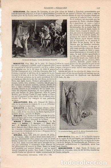 Otros art&iacute;culos de coleccionismo en papel: LAMINA V10473: La muerte de Sisara, por Ramon Tusquets y por A. Abbey - Varios