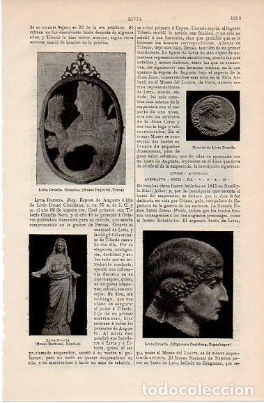Otros art&iacute;culos de coleccionismo en papel: LAMINA V10251: Camafeo, escultura y moneda de Livia Drusila - Varios