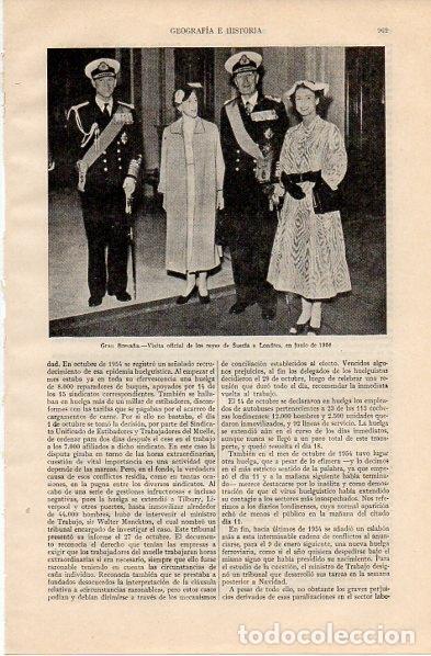 Sammelleidenschaft Andere Papierartikel: LAMINA V11057: Los reyes de Suecia en Londres en 1954 - Varios
