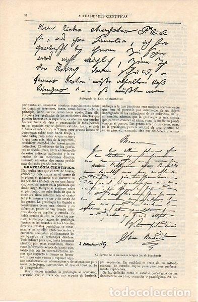 Otros art&iacute;culos de coleccionismo en papel: LAMINA V10799: Autografos de Sarah Bernhardt y Luis de Beethoven - Varios