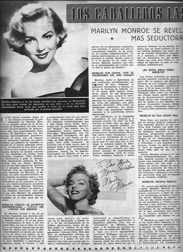 Otros art&iacute;culos de coleccionismo en papel: LAMINA 30449: Marilyn Monroe y autografo a Cine Mundo - VVAA