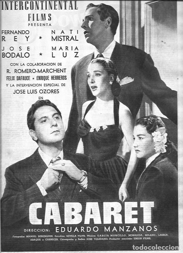 Otros art&iacute;culos de coleccionismo en papel: LAMINA 30309:Anuncio de Cabaret con Nati Mistral y Fernando Rey - VVAA