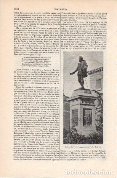 Outros artigos de papel: LAMINA V11949: Estatua de Cervantes en Madrid - Varios