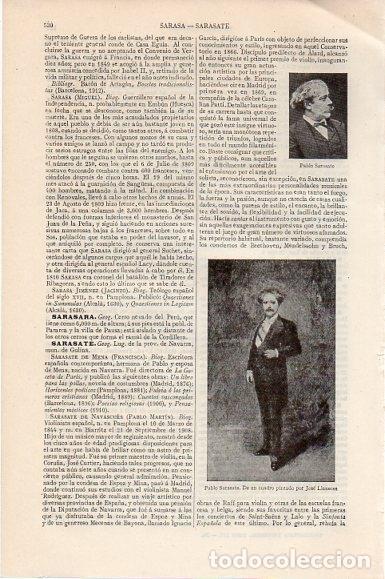 Collectionnisme Papier divers: LAMINA V11469: Pablo Sarasate, por Jose Llaneces - Varios