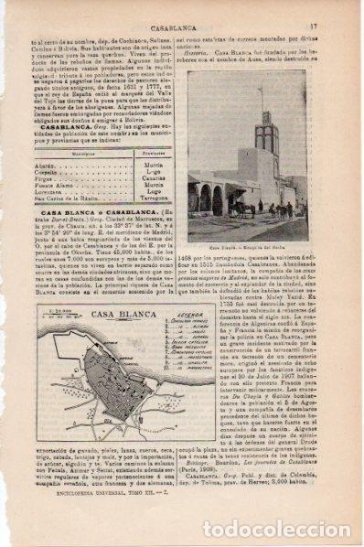 Otros art&iacute;culos de coleccionismo en papel: LAMINA V11684: Plano y Mezquita del Bacha en Casablanca - Varios