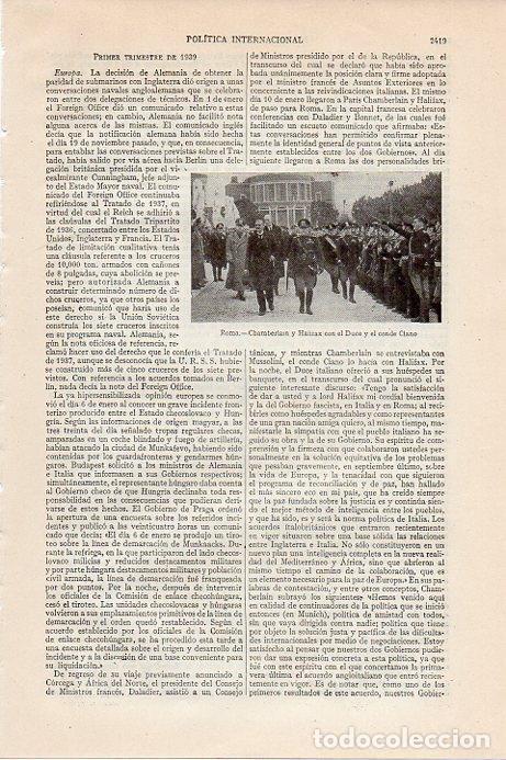 Sammelleidenschaft Andere Papierartikel: LAMINA V09679: Chamberlain, Halifax y el Duce en Roma - Varios