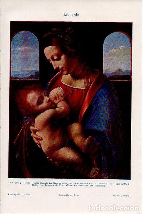 Otros art&iacute;culos de coleccionismo en papel: LAMINA V09696: La Virgen y el Ni&ntilde;o, por Leonardo da Vinci - Varios