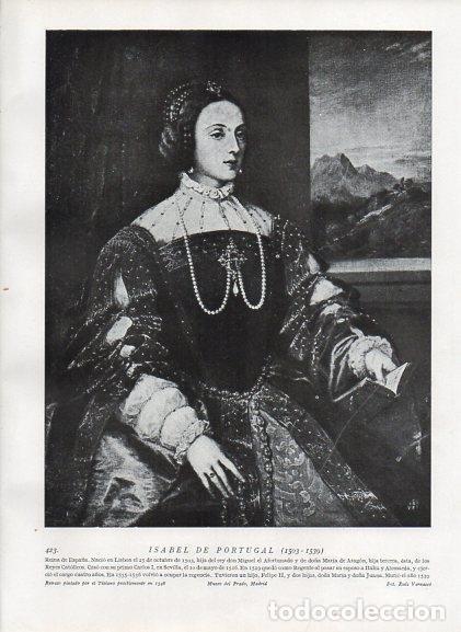 Otros art&iacute;culos de coleccionismo en papel: LAMINA V10053: Retrato de Isabel de Portugal, por Tiziano - Varios