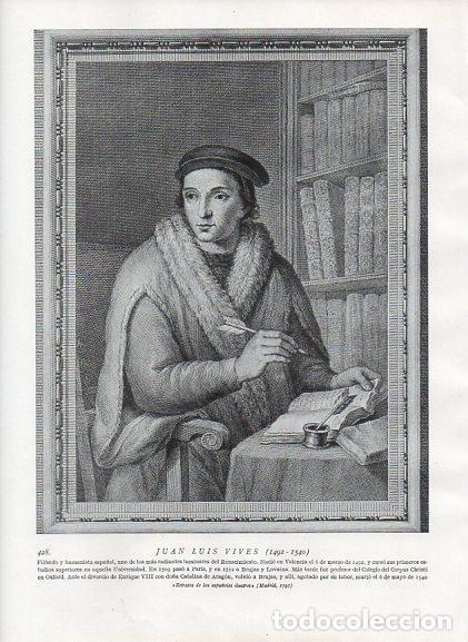 Otros art&iacute;culos de coleccionismo en papel: LAMINA V10055: Retrato de Juan Luis Vives, espa&ntilde;oles ilustres - Varios