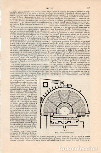 Otros art&iacute;culos de coleccionismo en papel: LAMINA V13277: Planta del teatro de Pompeya - Varios