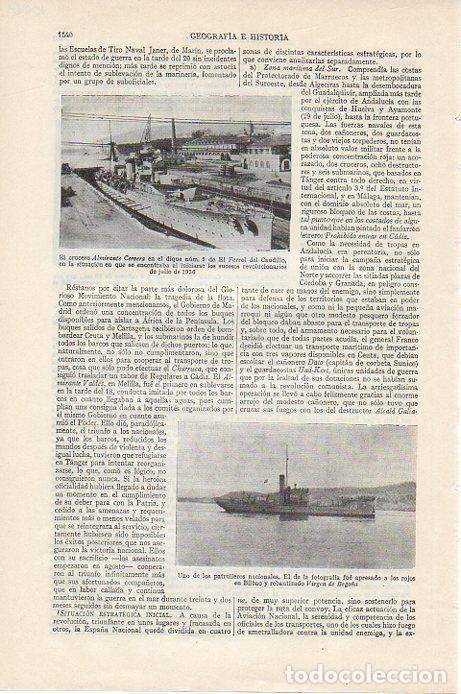 Sammelleidenschaft Andere Papierartikel: LAMINA V09569: El crucero Almirante Cervera en julio 1936 - Varios