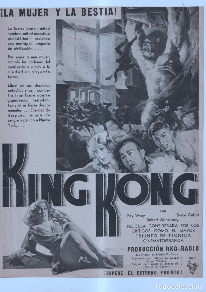 Otros art&iacute;culos de coleccionismo en papel: Lamina KING KONG: la mujer y la bestia - Varios