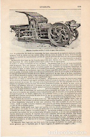 Otros art&iacute;culos de coleccionismo en papel: LAMINA V10239: Maquina litografica a vapor - Varios