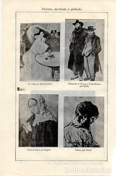 Otros art&iacute;culos de coleccionismo en papel: LAMINA V11143: Tabla al fresco, por Magrise y Evocacion de Picasso por Opisso - Varios