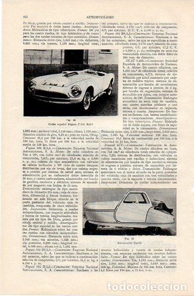 Otros art&iacute;culos de coleccionismo en papel: LAMINA V10863: Automovil Pegaso Z-102 y Autoscooter Davil - Varios