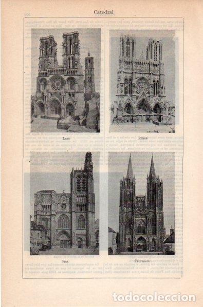 Sammelleidenschaft Andere Papierartikel: LAMINA V11783: Catedral de Laon, Reims, Sens y Cautances - Varios