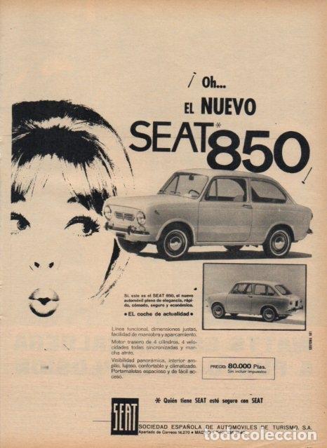 Otros art&iacute;culos de coleccionismo en papel: LAMINA V17058: Publicidad Seat 850 - VVAA