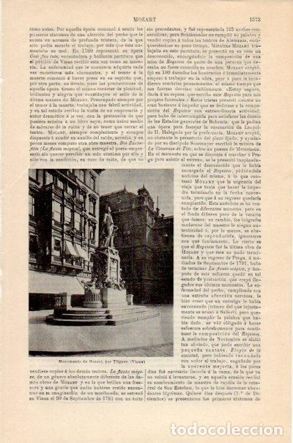 Otros art&iacute;culos de coleccionismo en papel: LAMINA V13028: Monumento de Mozart en Viena - Varios