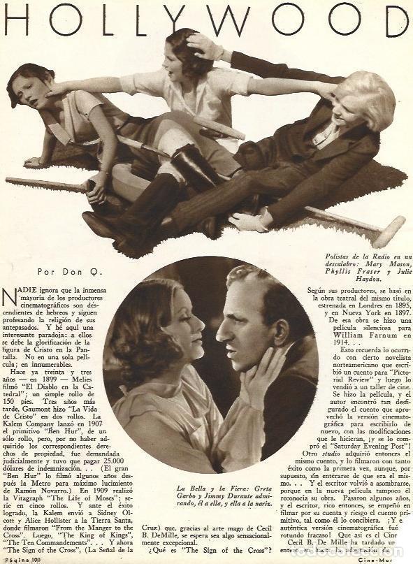 Otros art&iacute;culos de coleccionismo en papel: LAMINA 31892: Mary Mason, Phylis Fraser y Julie Haydon. Greta Garbo y Jimmy Durante - VVAA