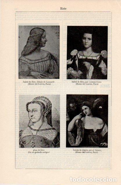Collectionnisme Papier divers: LAMINA V12599: Isabel de Este por Leonardo y Laura de Diante por Tiziano - Varios