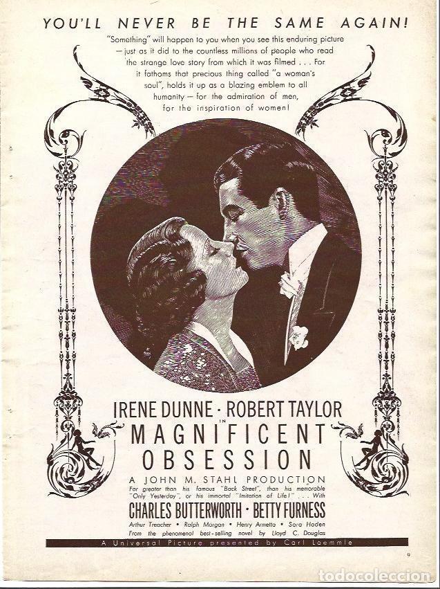 Otros art&iacute;culos de coleccionismo en papel: LAMINA 32099: Cartel de Magnificient Obsession con Robert Taylor e Irene Dunne - VVAA